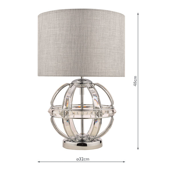 Laura Ashley Aidan Glass & Polished Chrome Globe Table Lamp with Shade – from Amos Lighting + Home