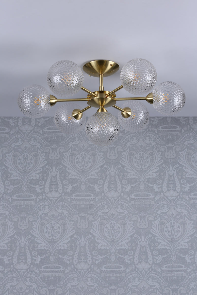 Laura Ashley Atherton Semi Flush Ceiling Light Satin Brass Glass – from Amos Lighting + Home