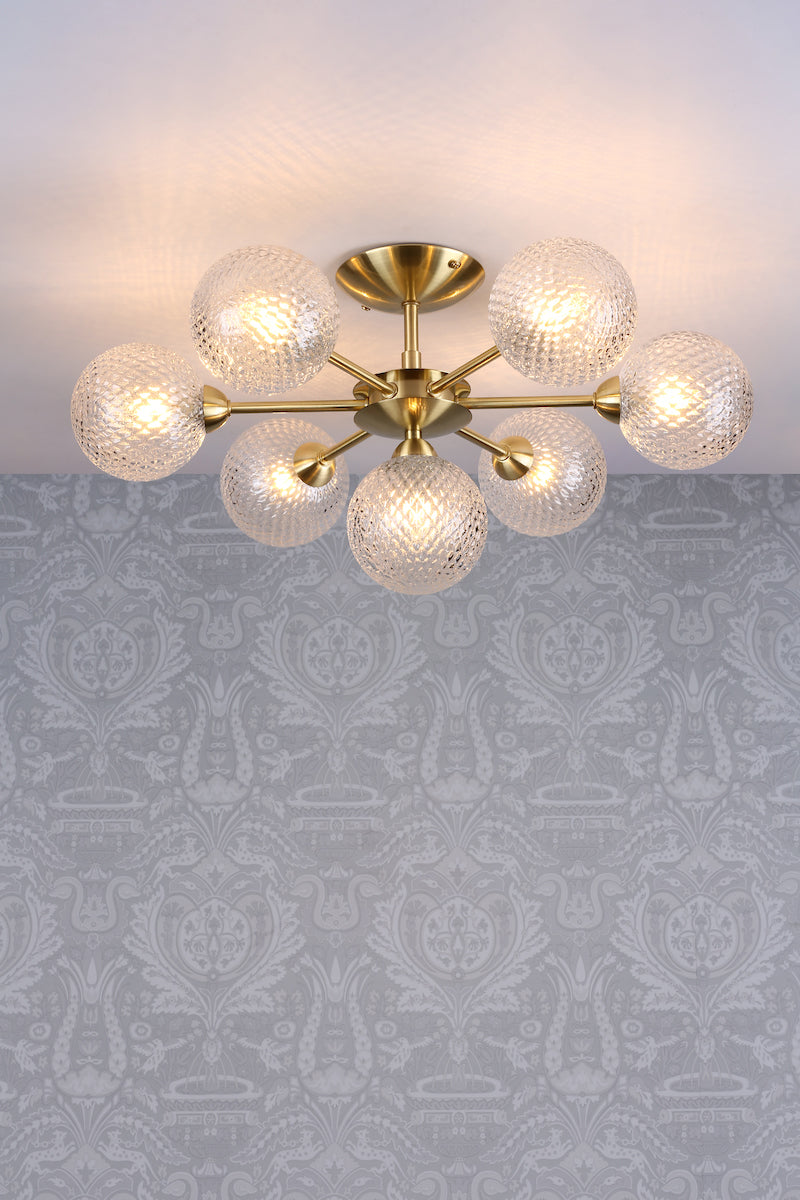 Laura Ashley Atherton Semi Flush Ceiling Light Satin Brass Glass – from Amos Lighting + Home