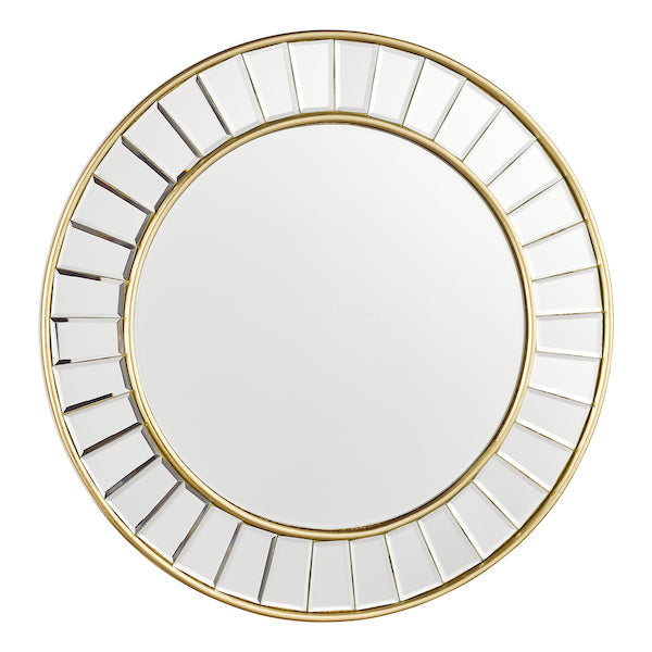 Laura Ashley Clemence Small Round Mirror Gold Leaf 50cm – from Amos Lighting + Home