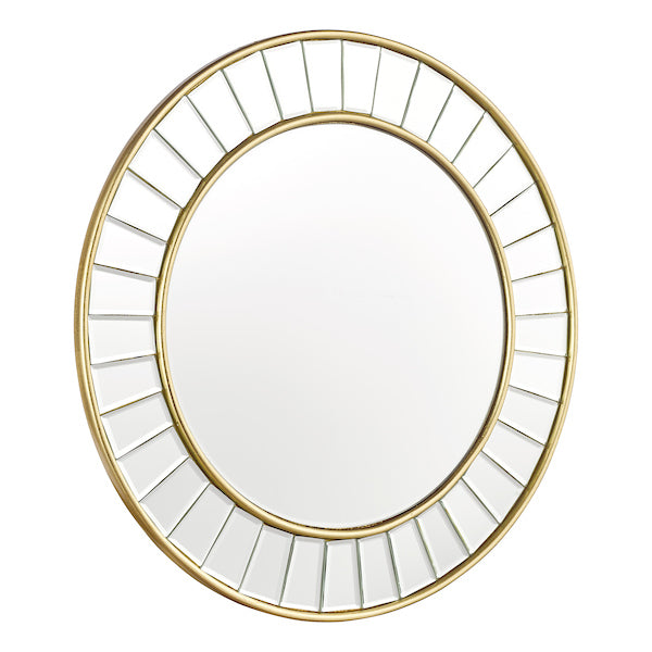 Laura Ashley Clemence Small Round Mirror Gold Leaf 50cm – from Amos Lighting + Home