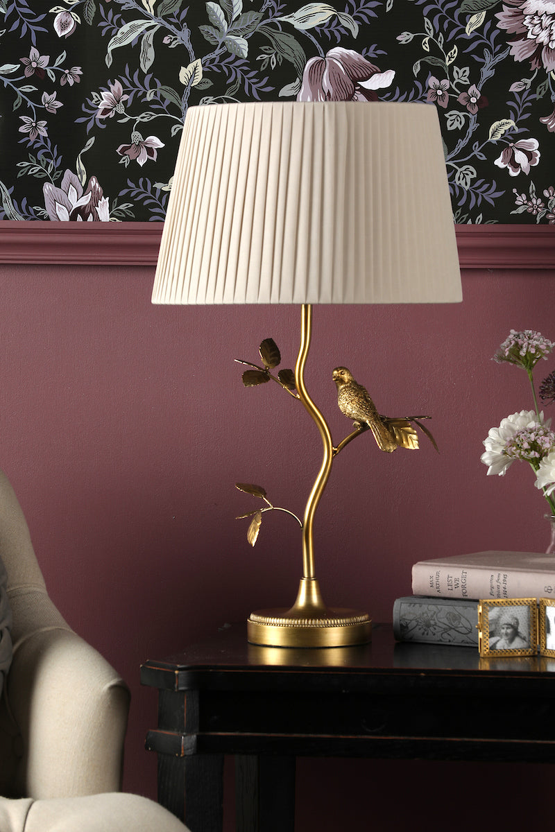 Laura Ashley Egelton Table Lamp Aged Brass and Taupe – from Amos Lighting + Home