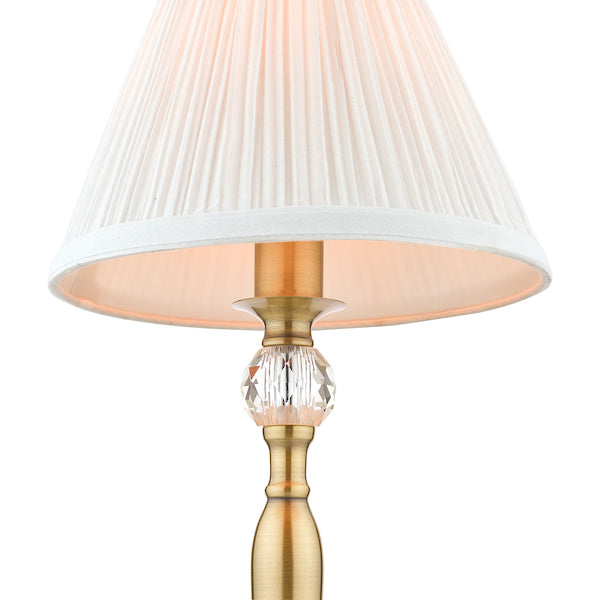 Laura Ashley Ellis Table Lamp Antique Brass with Ivory Shade – from Amos Lighting + Home