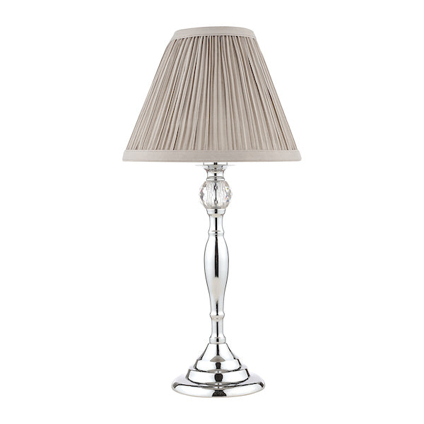 Laura Ashley Ellis Table Lamp Polished Chrome Grey Shade – from Amos Lighting + Home