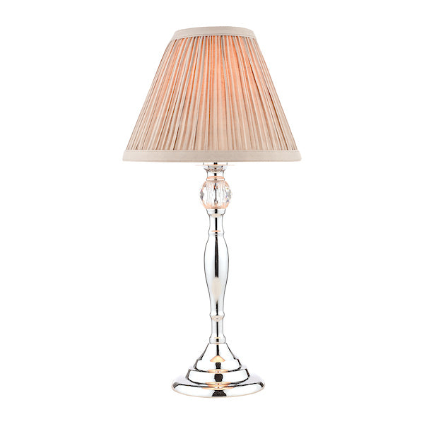 Laura Ashley Ellis Table Lamp Polished Chrome Grey Shade – from Amos Lighting + Home