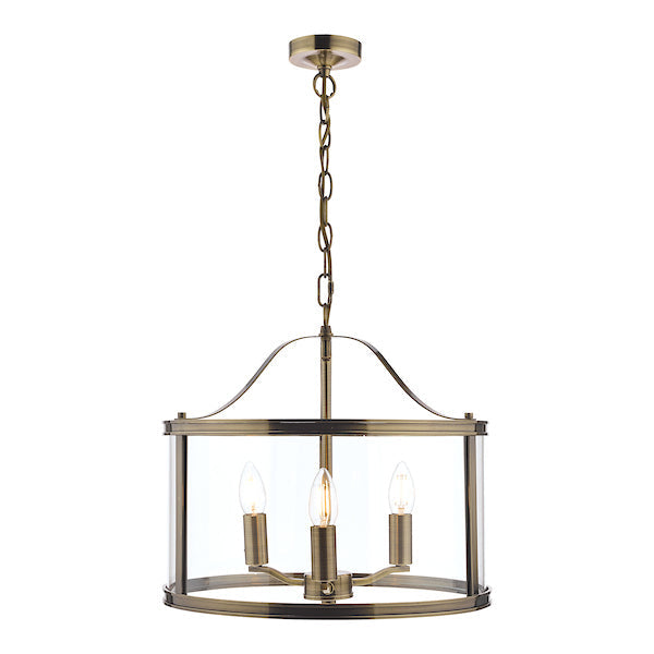 Laura Ashley Harrington 3 Light Pendant Lantern Antique Brass – from Amos Lighting + Home