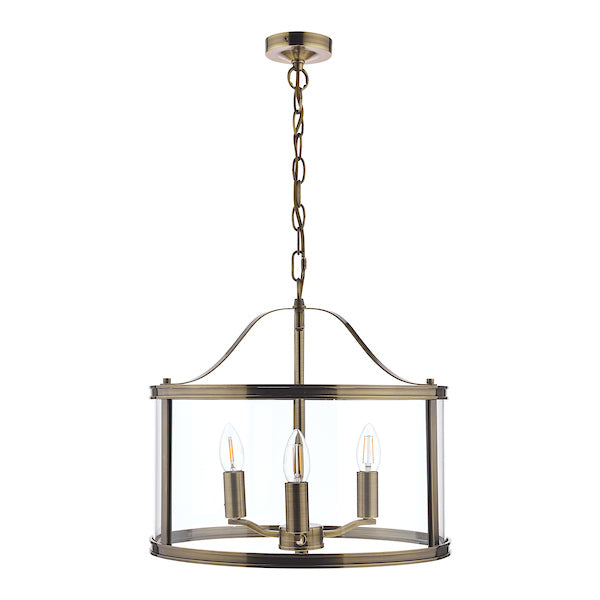 Laura Ashley Harrington 3 Light Pendant Lantern Antique Brass – from Amos Lighting + Home