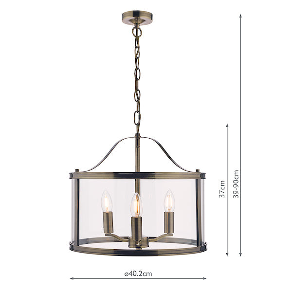 Laura Ashley Harrington 3 Light Pendant Lantern Antique Brass – from Amos Lighting + Home