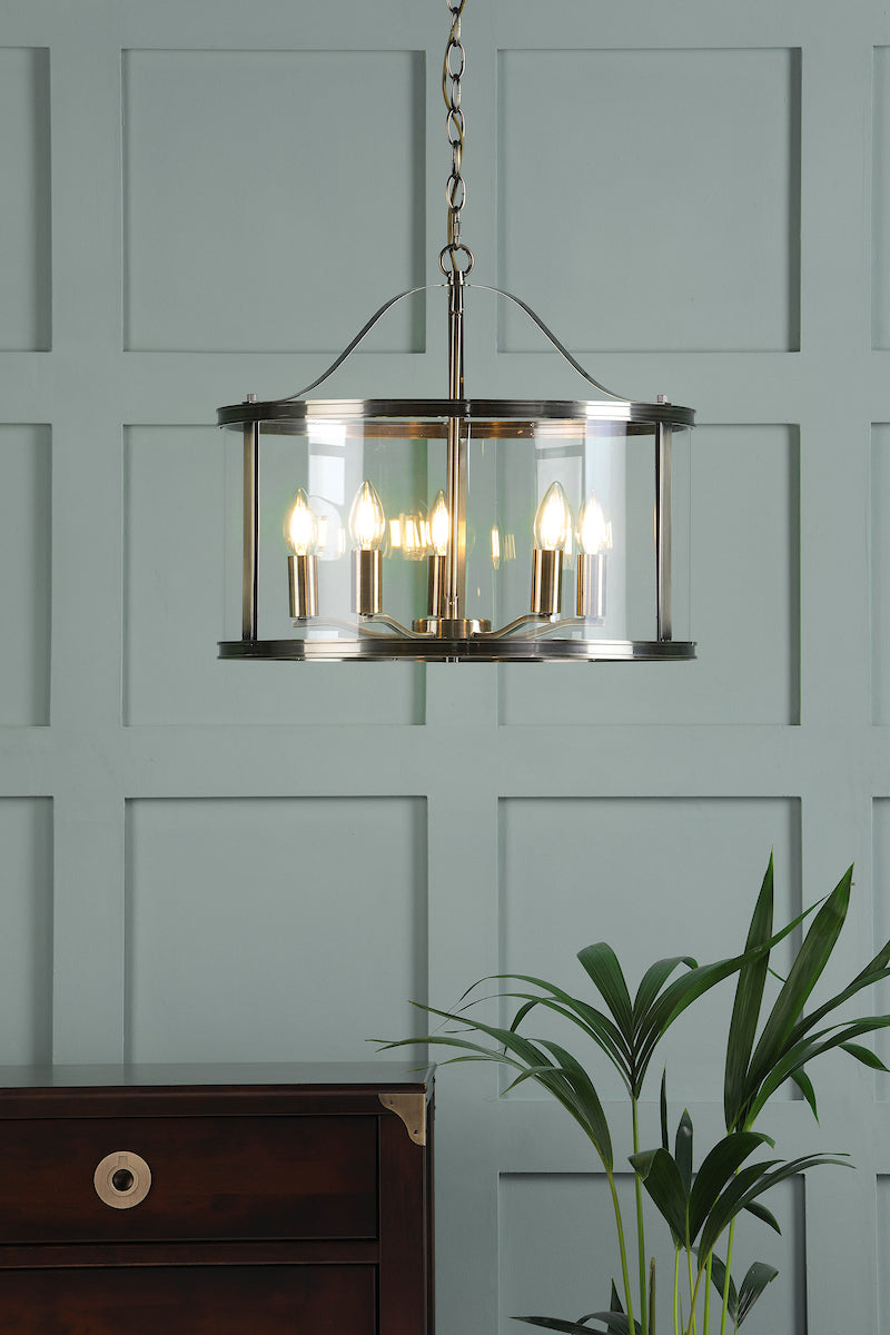 Laura Ashley Harrington 5 Light Pendant Antique Brass – from Amos Lighting + Home
