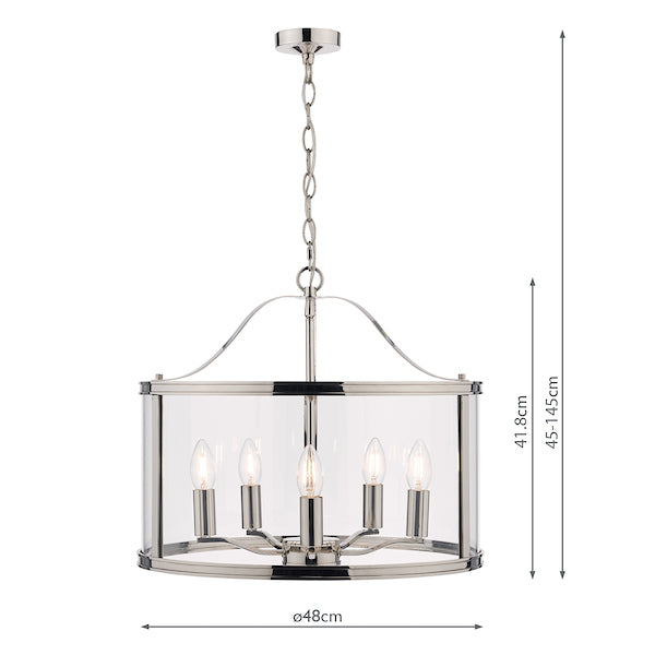 Laura Ashley Harrington 5 Light Pendant Polished Nickel – from Amos Lighting + Home