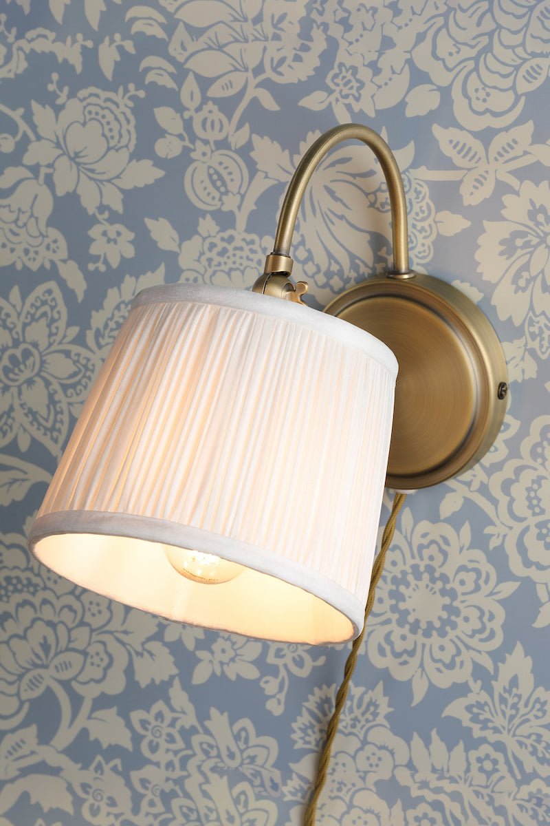 Laura Ashley Hemsley Wall Light Antique Brass and Ivory – from Amos Lighting + Home