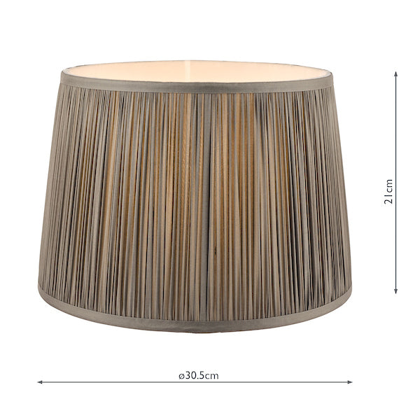 Laura Ashley Hemsley Pleated Silk Empire Drum Shade Grey 30cm/12 inch – from Amos Lighting + Home