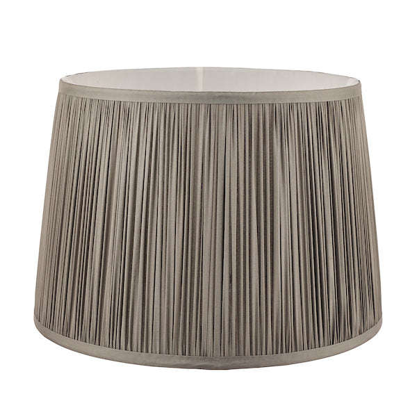 Laura Ashley Hemsley Pleated Silk Empire Drum Shade Grey 30cm/12 inch – from Amos Lighting + Home
