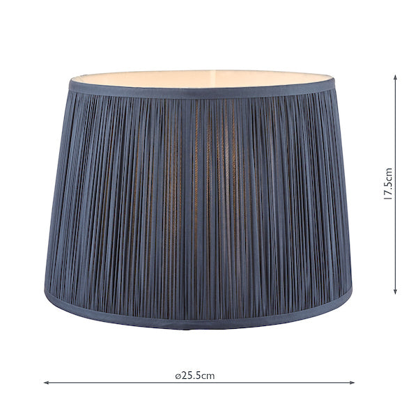 Laura Ashley Hemsley Pleated Silk Empire Drum Shade Midnight Blue 25cm/10 inch – from Amos Lighting + Home