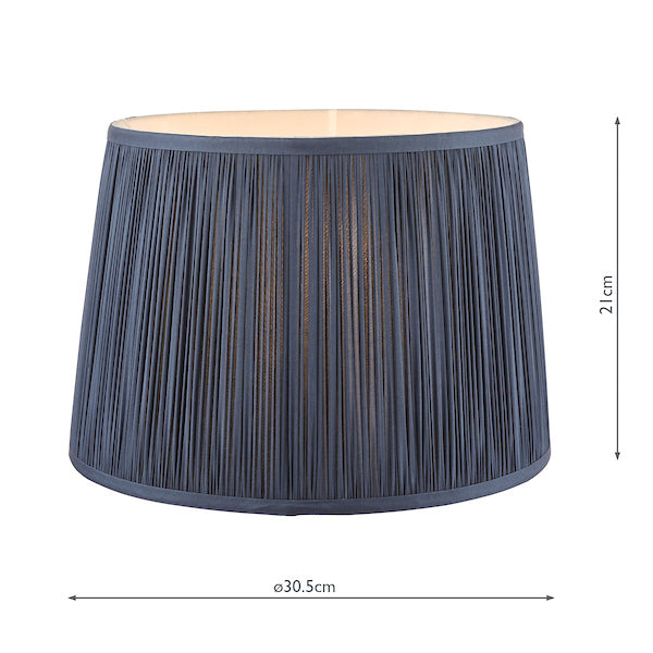 Laura Ashley Hemsley Pleated Silk Empire Drum Shade Midnight Blue 30cm/12 inch – from Amos Lighting + Home