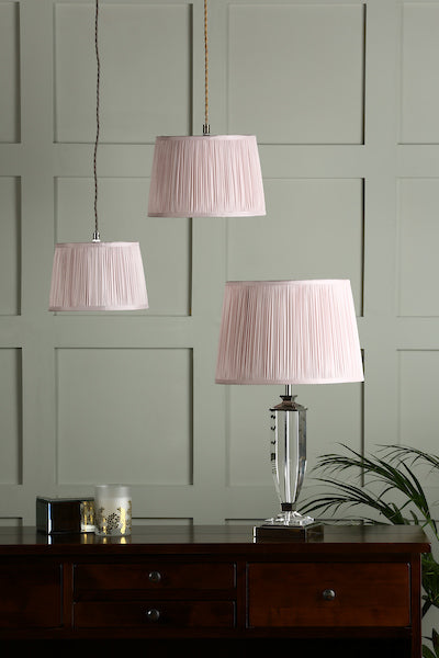 Laura Ashley Hemsley Pleated Silk Empire Drum Shade Pink 20cm/8 inch – from Amos Lighting + Home