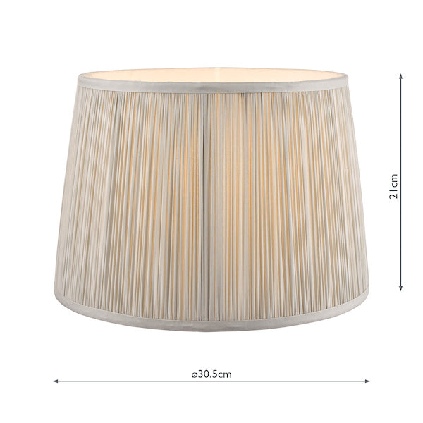 Laura Ashley Hemsley Pleated Silk Empire Drum Shade Silver 30cm/12 inch – from Amos Lighting + Home
