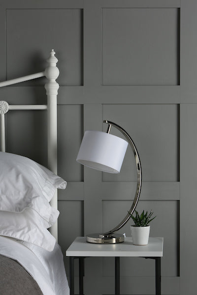 Laura Ashley Noah Nickel Table Lamp with White Shade – from Amos Lighting + Home