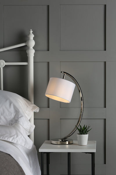 Laura Ashley Noah Nickel Table Lamp with White Shade – from Amos Lighting + Home