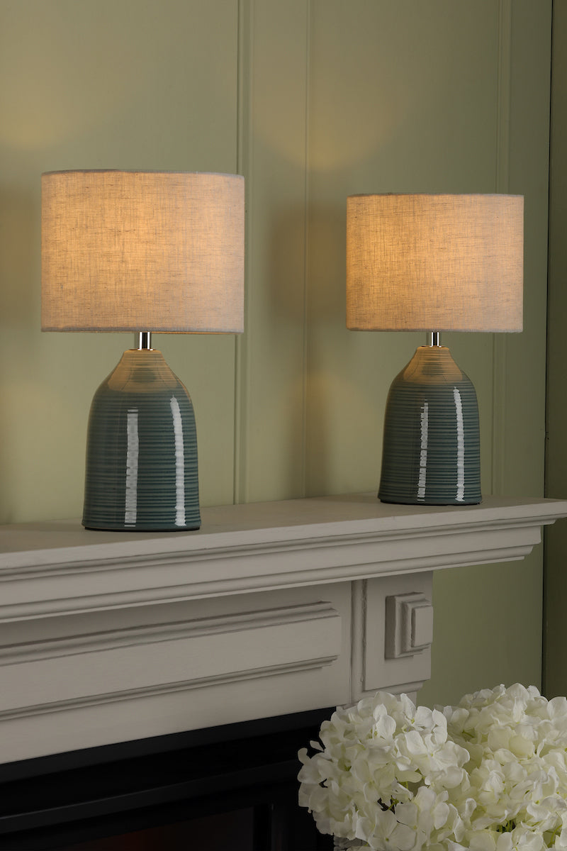 Laura Ashley Penny Pair of Table Lamps Blue Crackle Glaze – from Amos Lighting + Home