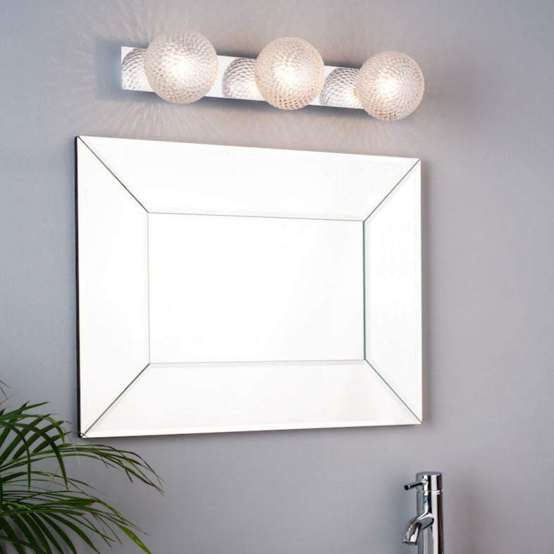 Laura Ashley Prague 3lt Bathroom Wall/Ceiling Light Polished Chrome Glass IP44 – from Amos Lighting + Home