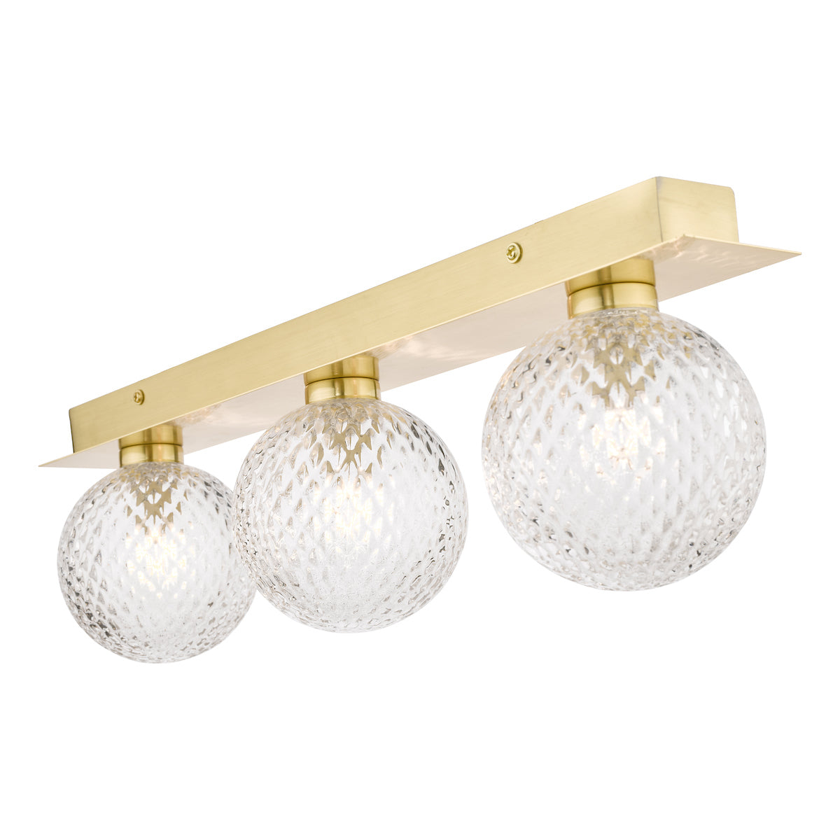 Laura Ashley Prague 3lt Bathroom Wall/Ceiling Light Satin Brass Glass IP44 – from Amos Lighting + Home