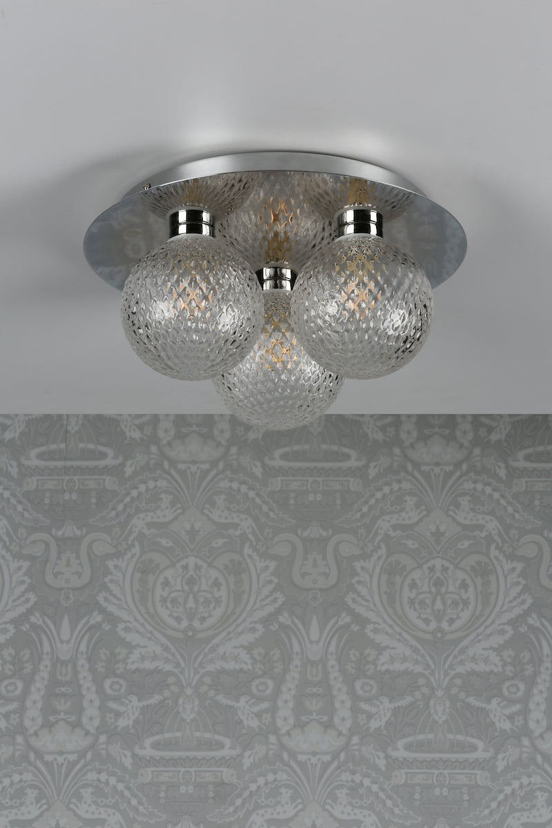 Laura Ashley Prague 3lt Flush Bathroom Light Glass Polished Chrome IP44 – from Amos Lighting + Home