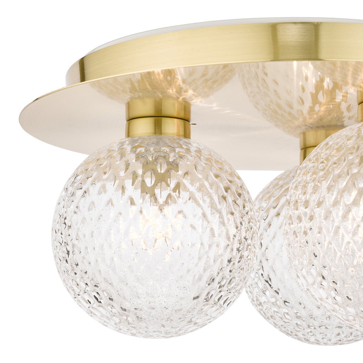 Laura Ashley Prague 3lt Flush Bathroom Light Glass Satin Brass IP44 – from Amos Lighting + Home