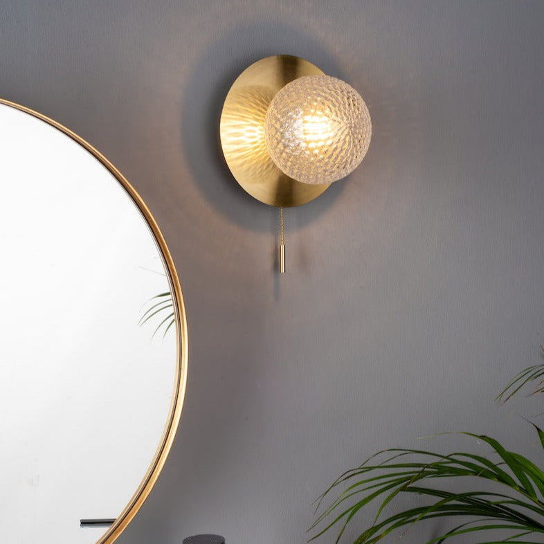 Laura Ashley Prague Bathroom Wall Light Glass Satin Brass IP44 – from Amos Lighting + Home