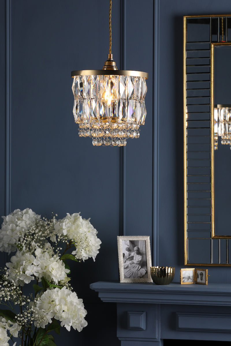 Laura Ashley Rhosill Easy Fit Shade Crystal and Antique Brass – from Amos Lighting + Home