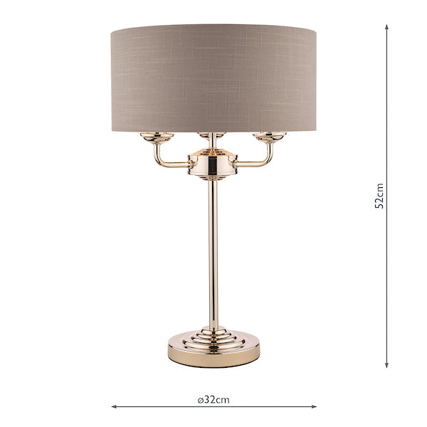 Laura Ashley Sorrento Table Lamp Polished Nickel with Charcoal Shade – from Amos Lighting + Home