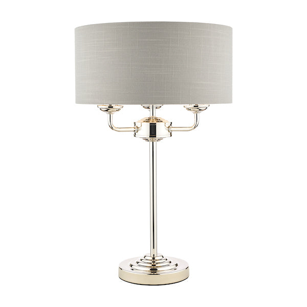 Laura Ashley Sorrento Table Lamp Polished Nickel with Silver Shade – from Amos Lighting + Home