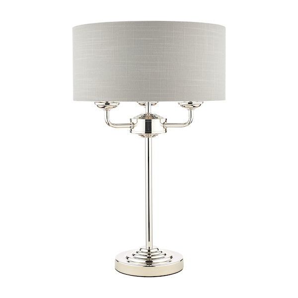 Laura Ashley Sorrento Table Lamp Polished Nickel with Silver Shade – from Amos Lighting + Home