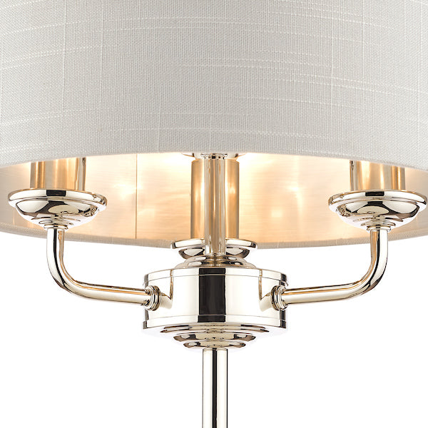 Laura Ashley Sorrento Table Lamp Polished Nickel with Silver Shade – from Amos Lighting + Home