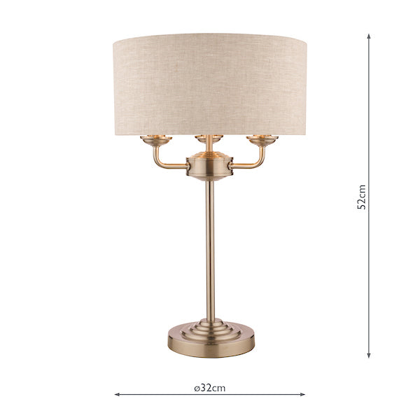 Laura Ashley Sorrento Table Lamp Satin Nickel with Natural Shade – from Amos Lighting + Home