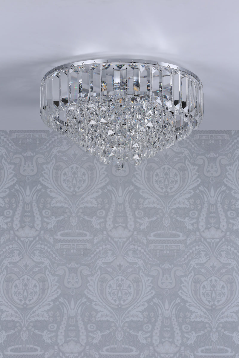 Laura Ashley Vienna 3 Light Flush Crystal and Polished Chrome – from Amos Lighting + Home