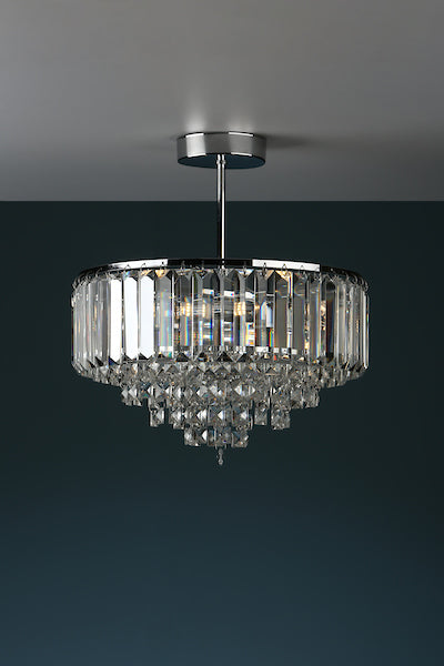 Laura Ashley Vienna 3 Light Semi Flush Crystal and Polished Chrome – from Amos Lighting + Home