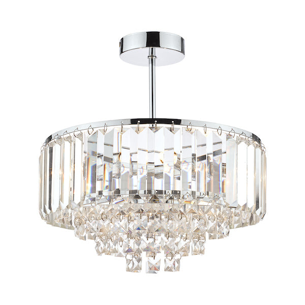 Laura Ashley Vienna 3 Light Semi Flush Crystal and Polished Chrome – from Amos Lighting + Home