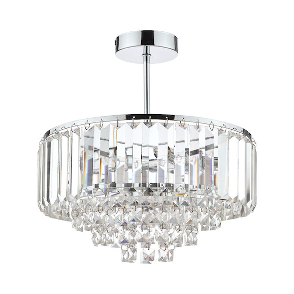 Laura Ashley Vienna 3 Light Semi Flush Crystal and Polished Chrome – from Amos Lighting + Home