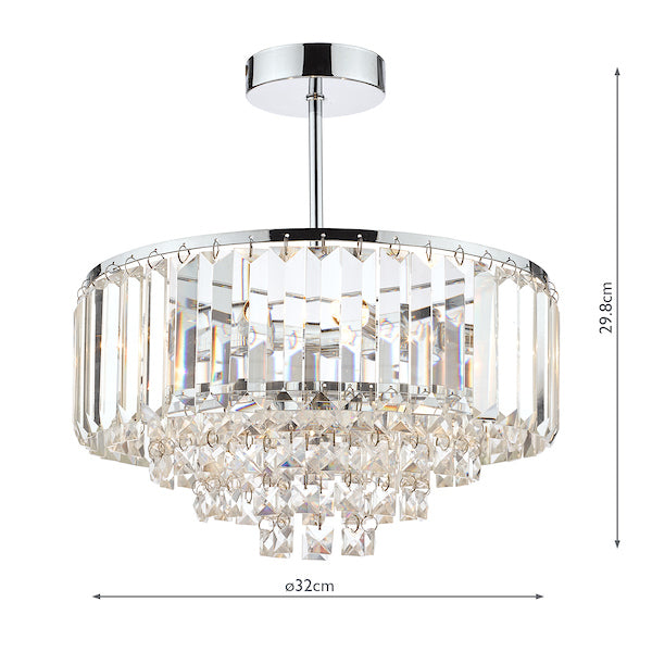 Laura Ashley Vienna 3 Light Semi Flush Crystal and Polished Chrome – from Amos Lighting + Home
