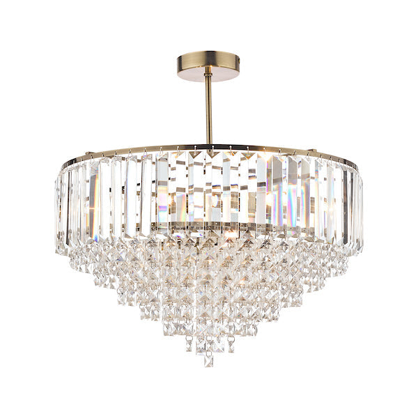 Laura Ashley Vienna 5 Light Semi Flush Crystal and Antique Brass – from Amos Lighting + Home