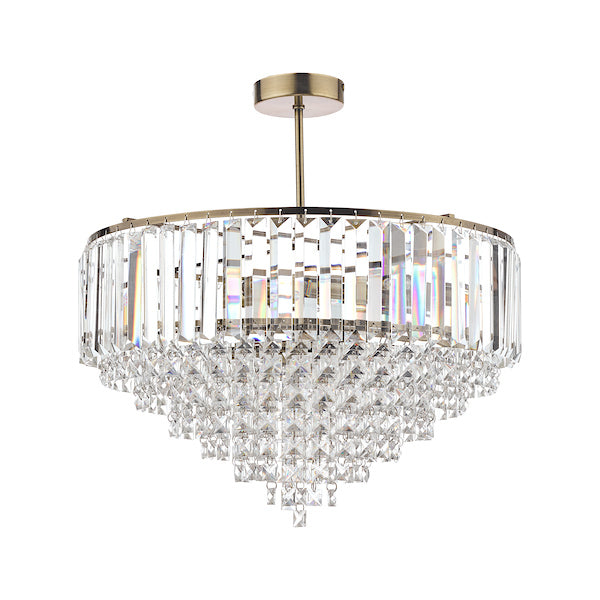 Laura Ashley Vienna 5 Light Semi Flush Crystal and Antique Brass – from Amos Lighting + Home