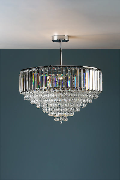 Laura Ashley Vienna 5 Light Semi Flush Crystal and Polished Chrome – from Amos Lighting + Home