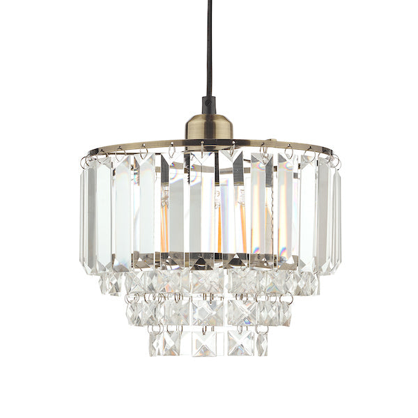 Laura Ashley Vienna Easy Fit Pendant Crystal and Antique Brass – from Amos Lighting + Home