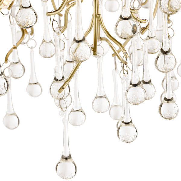 Laura Ashley Willow 3 Light Semi Flush Satin Champagne with Crystal Raindrops – from Amos Lighting + Home