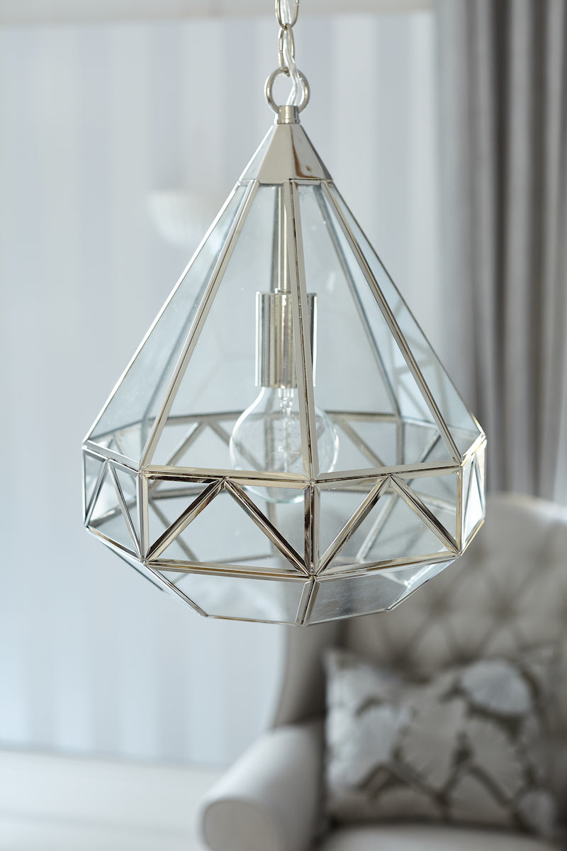 Laura Ashley Zaria Lantern Pendant Ceiling Light Polished Silver – from Amos Lighting + Home