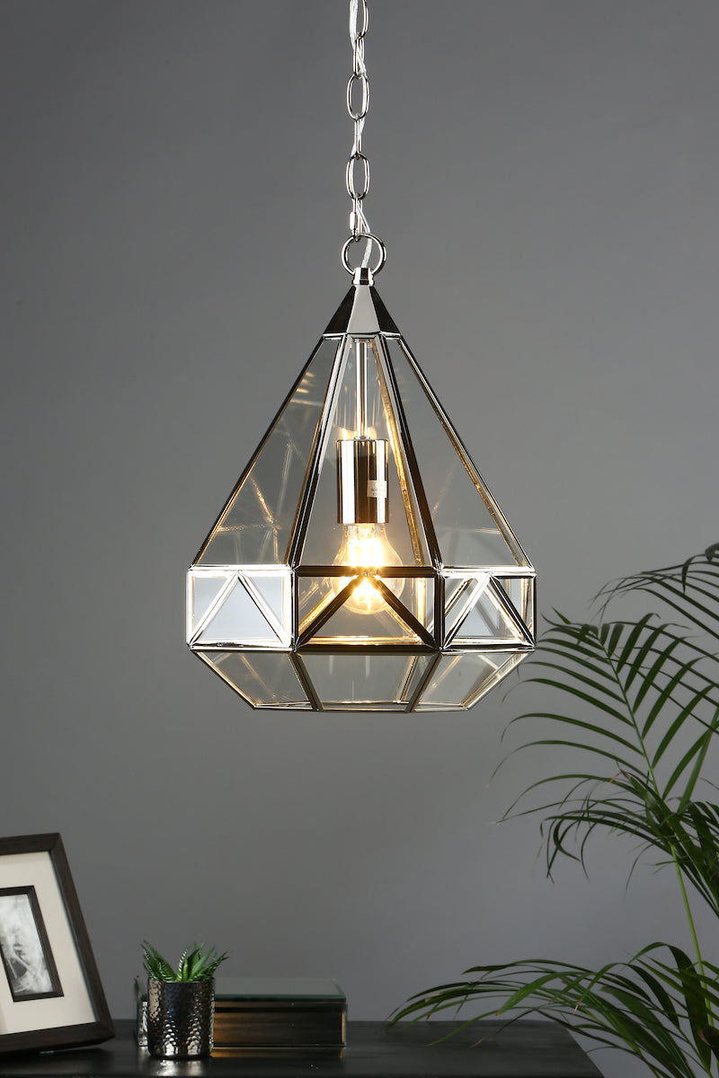 Laura Ashley Zaria Lantern Pendant Ceiling Light Polished Silver – from Amos Lighting + Home