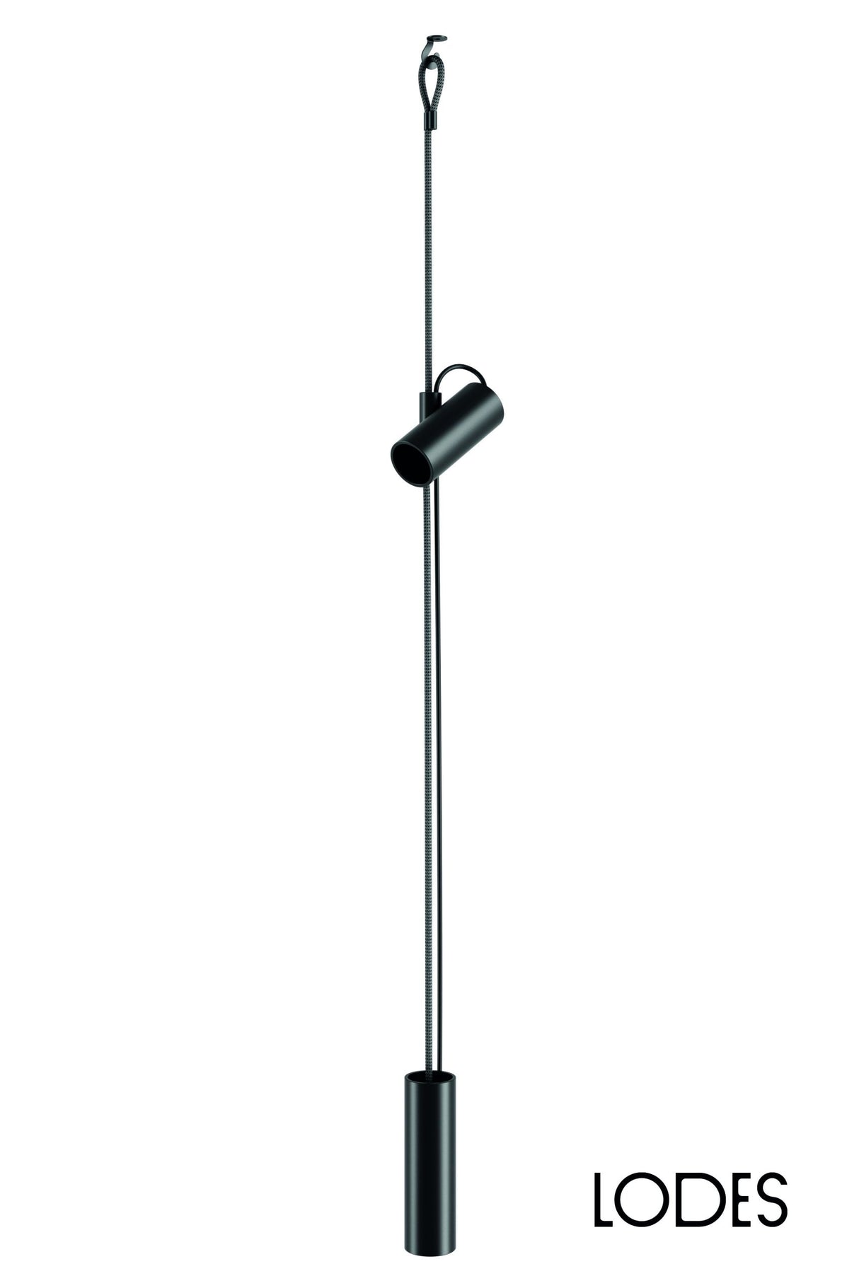Lodes Cima black suspension floor lamp with adjustable spotlight and fabric cord