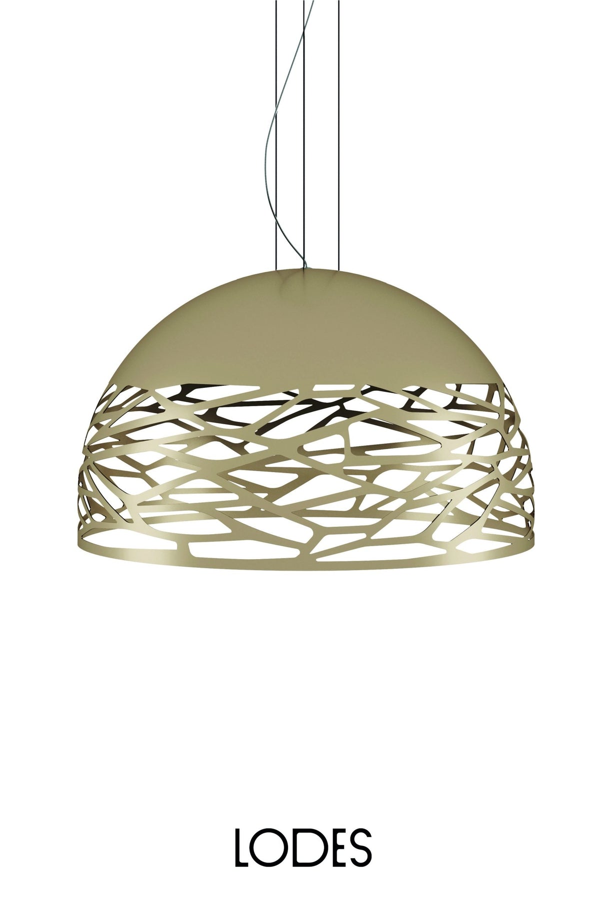 Lodes Kelly dome pendant light with intricate geometric cutout design in beige finish