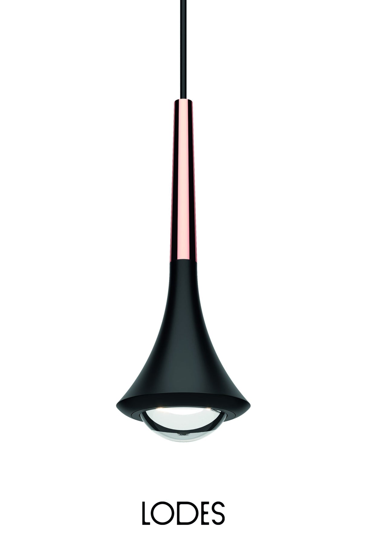 Modern Lodes Rain single pendant light with black and copper finish hanging fixture